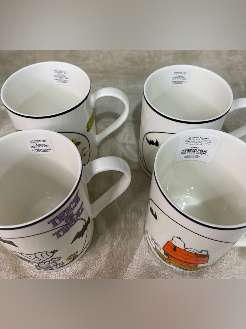 Lenox Peanuts Snoopy The Great Pumpkin Mugs - Set of 4 Halloween - Picture 14 of 16